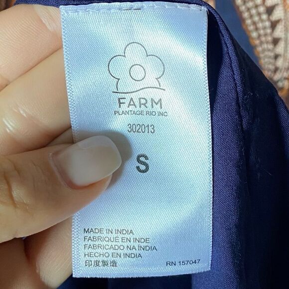 Farm Rio Yawanawa Vanahu Midi Blue Orange Shirt Dress Size S - Picture 12 of 13